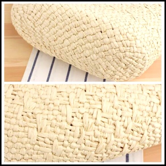 Straw Tote Bag Handmade Woven Beach Shoulder Bag Large Capacity Boho Chic - Picture 3 of 6